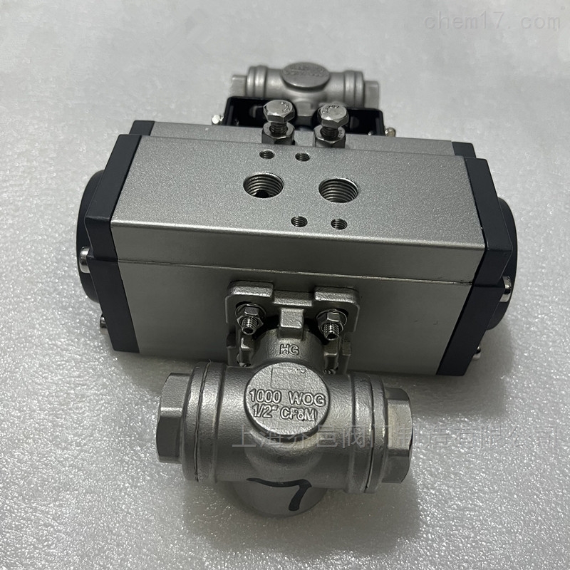 Q614F<strong>气动双联三通球阀</strong> Q614F<strong>气动双联三通球阀</strong>